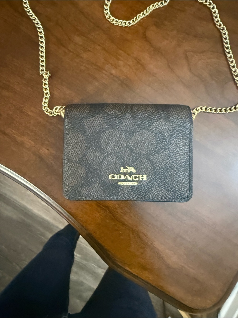 Coach Brown Signature Crossbody with Gold Chain